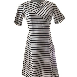 Tommy Hilfiger Navy Blue Stripes. A Line Fit & Flare. Size 10.